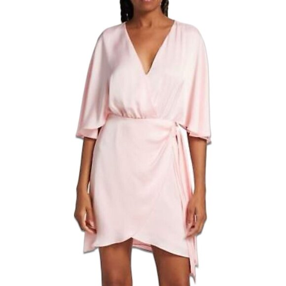 NWT RAMY BROOK Alexis Pink Mini Wrap‎ Dress, Batwing Sleeves, Easter, Size 00 - Picture 1 of 9